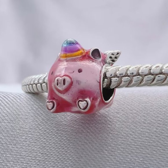 Pandora Flying Unicorn Pig Charm - Picture 1 of 4